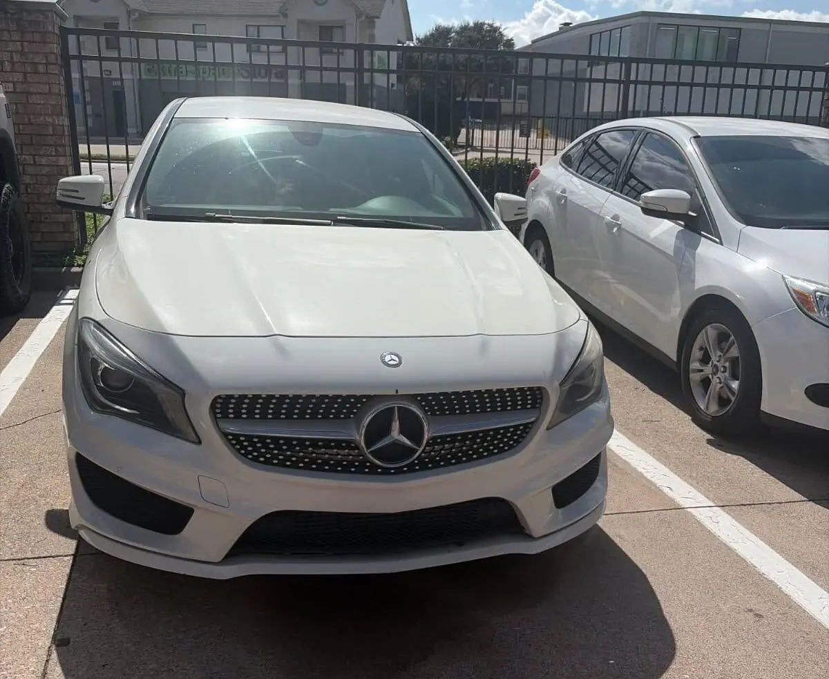 White Mercedes-Benz CLA sedan bought for cash in Dallas